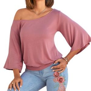 Boston Proper Slouchy Flare Sleeve Pink Top